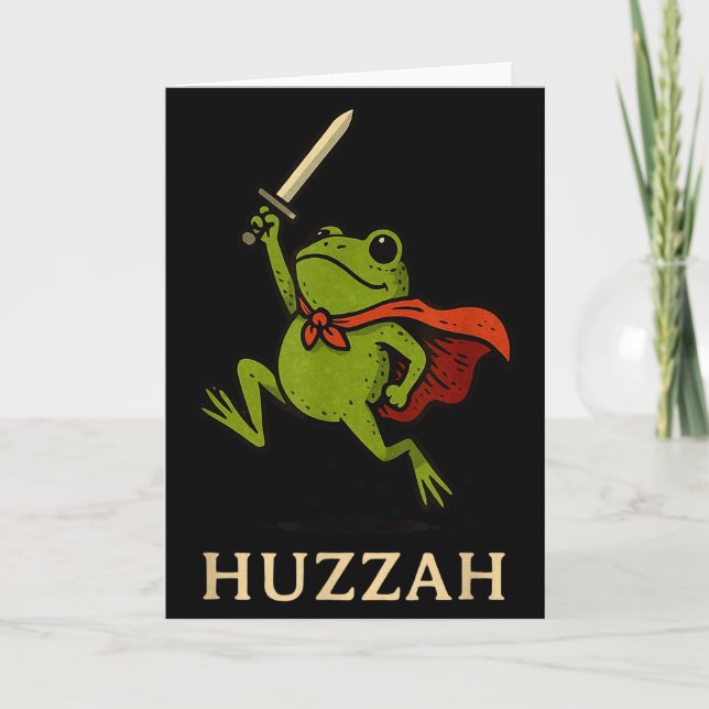 Tarjeta Huzzah Frog Knight Funny Sword Meme Quote  (Anverso)
