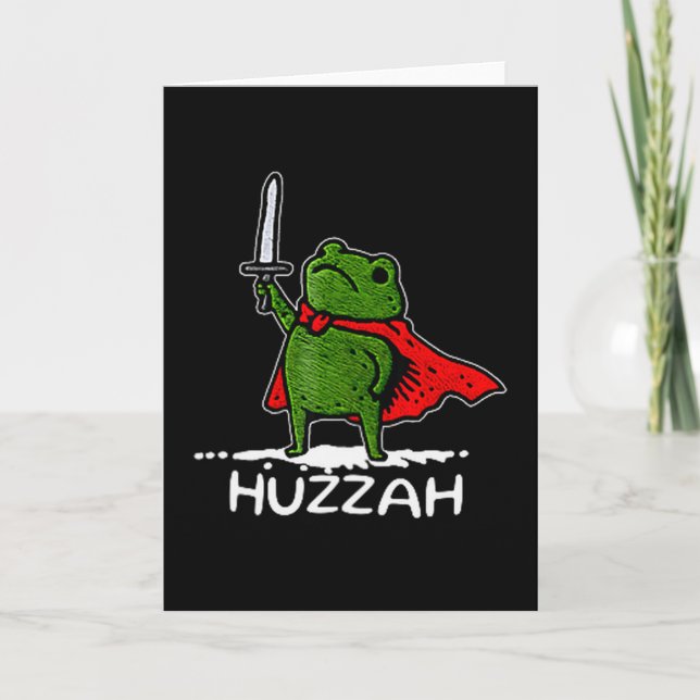 Tarjeta Huzzah Frog Knight Funny Sword Meme Quote  (Anverso)