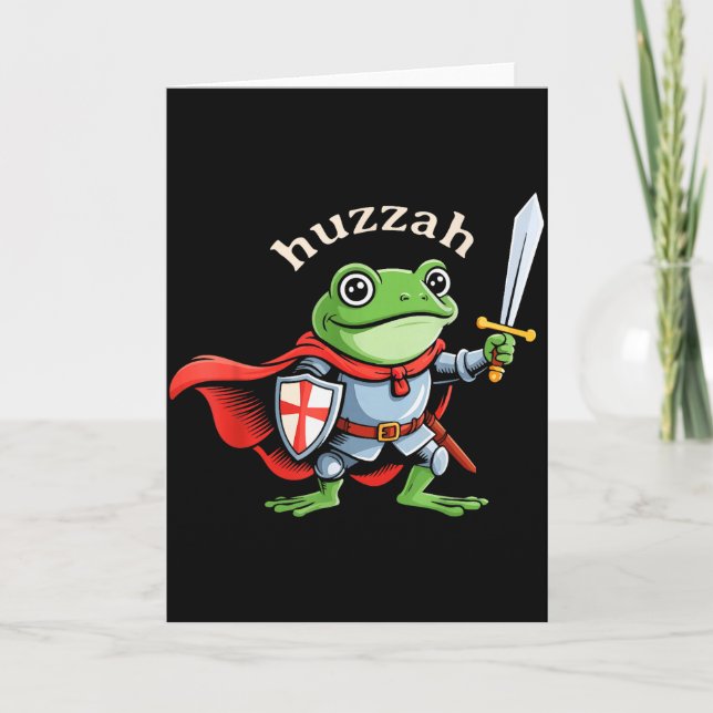 Tarjeta Huzzah Frog Knight Funny Sword Meme Quote Medieval (Anverso)