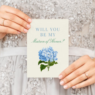 Tarjeta Hydrangea Azul ¿Serás Mi Dama de Honor