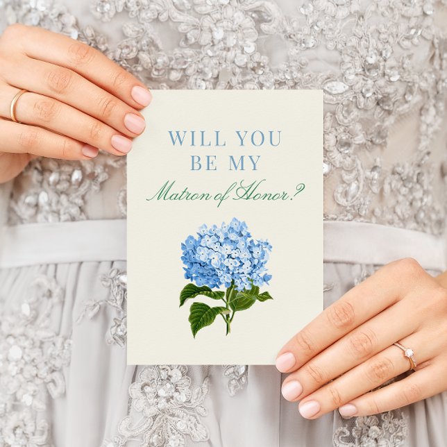 Tarjeta Hydrangea Azul ¿Serás Mi Dama de Honor (Subido por el creador)