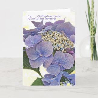 Tarjeta Hydrangea blauw, Mum And Dad On, Your Anniversary
