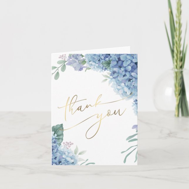 Tarjeta Hydrangea boda | pequeñas gracias (Anverso)