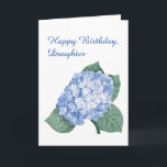 Tarjeta Hydrangea Bouquet Daughter Birday<br><div class="desc">Un elegante paquete hidrangea honra la parte delantera de esta tarjeta de cumpleaños. La hortensias azules, dibujada con pasteles, crean un diseño delicado y llamativo para honrar a tu hija. Las palabras "Feliz cumpleaños, hija" están escritas al frente. En el interior hay un sentimiento irónico que uno puede mantener o...</div>