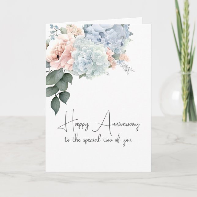 Tarjeta Hydrangea Bouquet Por Aniversario (Anverso)