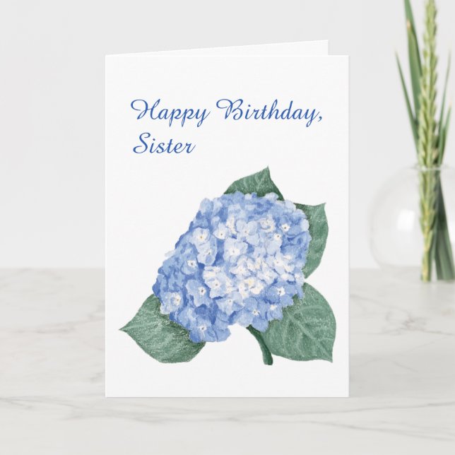 Tarjeta Hydrangea Bouquet Sister Cumpleaños (Anverso)