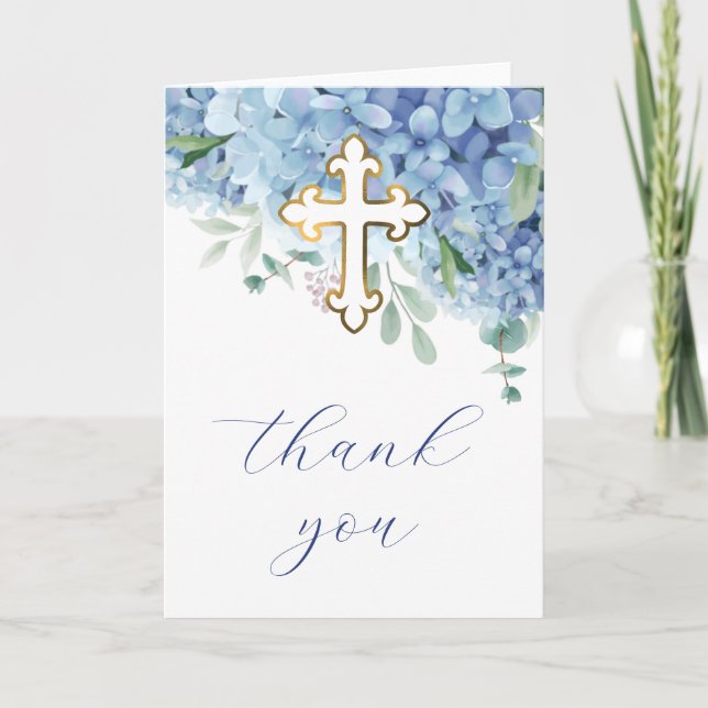 Tarjeta Hydrangea Holy Cross Religious Thank You (Anverso)
