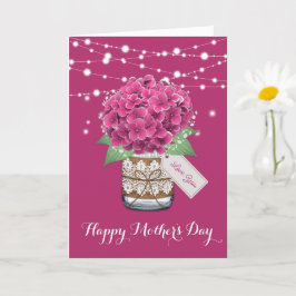 Tarjeta Hydrangea Rosa Día de la Madre Floral Lindo