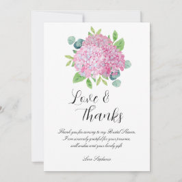 Tarjeta Hydrangea Rosa Ducha Botánica De Novias Gracias