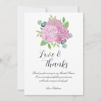 Tarjeta Hydrangea Rosa Ducha Botánica De Novias Gracias