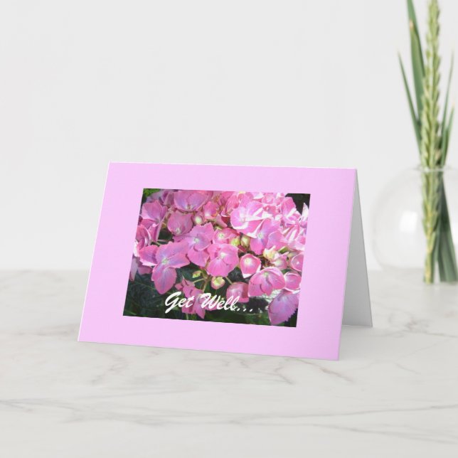 Tarjeta Hydrangea Rosa para una pronta recuperación (Anverso)