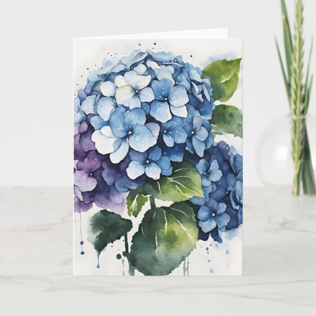 Tarjeta Hydrangea - Watercolor flowers (Anverso)