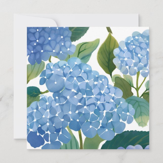 Tarjeta Hydrangeas Blue | Hermoso Bush floral (Anverso)