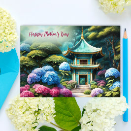 Tarjeta Hydrangeas Pagoda Día Mundial de la Madre
