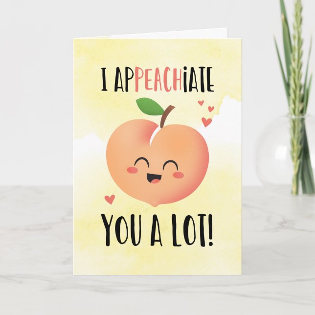 Tarjeta I apPEACHiate graciosas gracias a card peach lindo (Anverso)