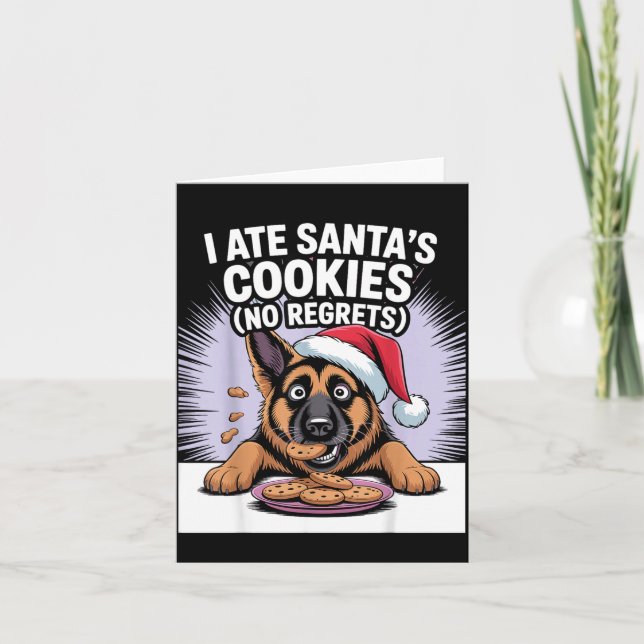 Tarjeta I Ate Santas Cookies Puppy Funny Christmas German  (Anverso)