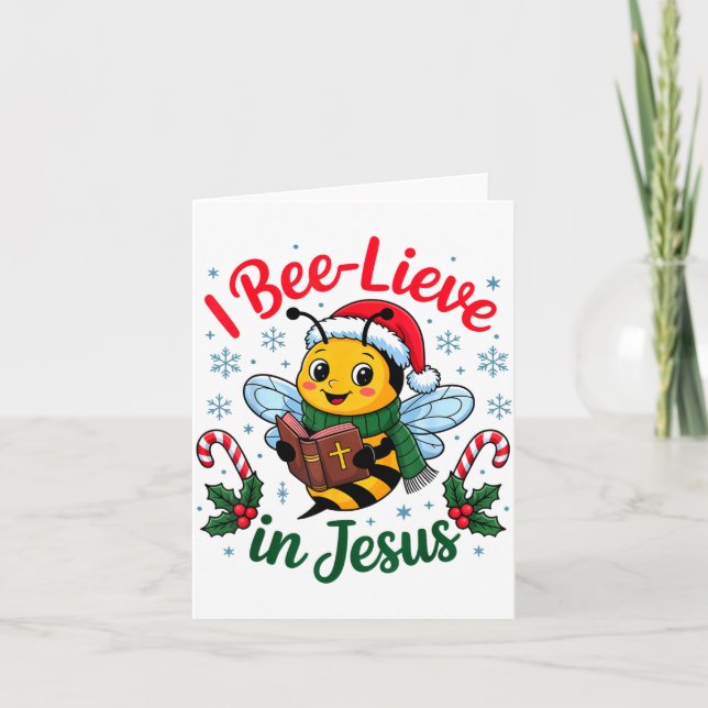 Tarjeta I Bee-lieve In Jesus Gospel Kids Christian Christm (Anverso)