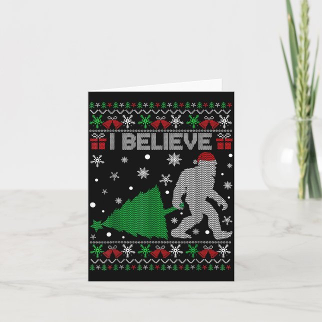 Tarjeta I Believe Big Foot Sasquatch Christmas  (Anverso)