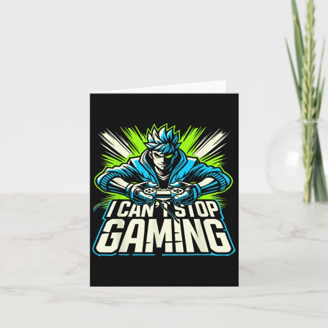 Tarjeta I Can't Stop Gaming Funny Gamer Graphic Amine Vide (Anverso)