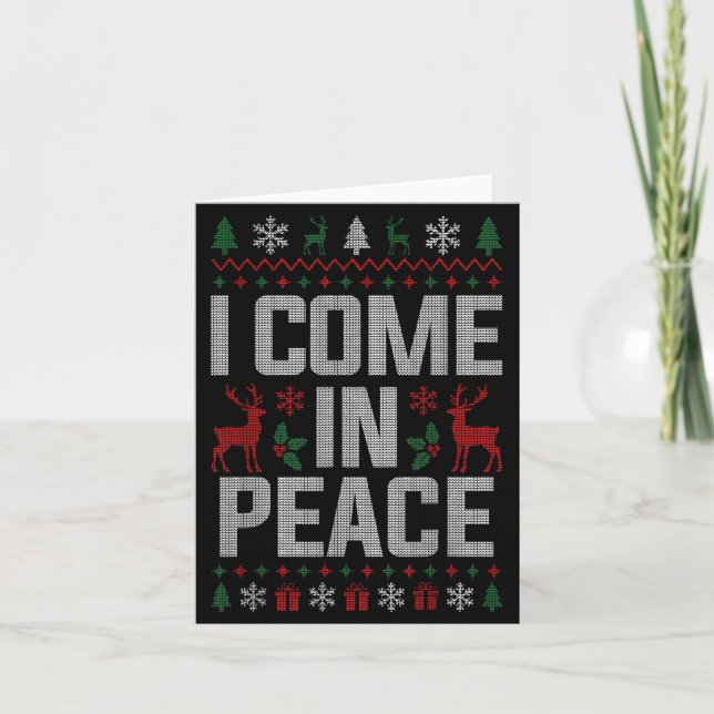 Tarjeta I Come In Peace Couple Matching Ugly Christmas Swe (Anverso)