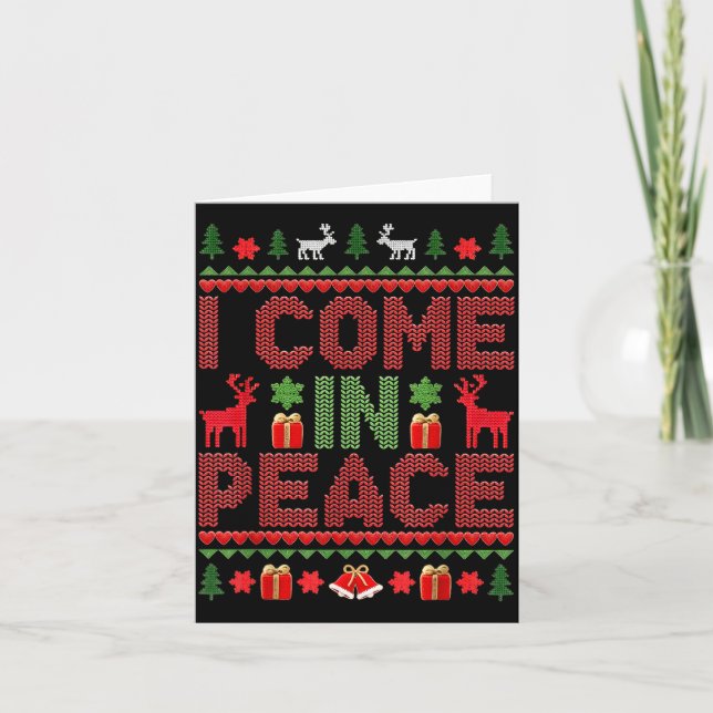 Tarjeta I Come In Peace Couple Matching Ugly Christmas Swe (Anverso)