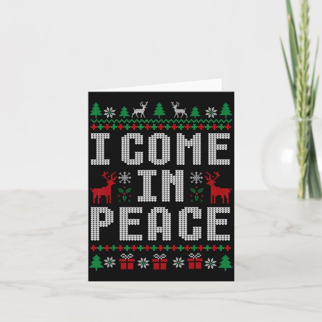 Tarjeta I Come In Peace Couple Matching Ugly Christmas Swe (Anverso)