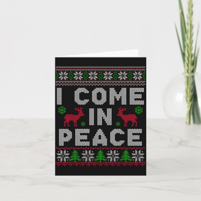 Tarjeta I Come In Peace Couple Matching Ugly Christmas Swe (Anverso)