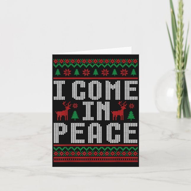 Tarjeta I Come In Peace Couple Matching Ugly Christmas Swe (Anverso)