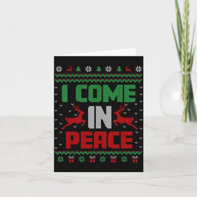 Tarjeta I Come In Peace Couple Matching Ugly Christmas Swe (Anverso)