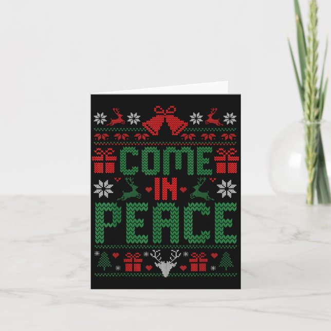 Tarjeta I Come In Peace Couple Matching Ugly Christmas Swe (Anverso)