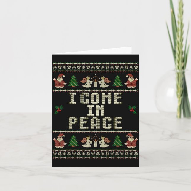 Tarjeta I Come In Peace Couple Matching Ugly Christmas Swe (Anverso)
