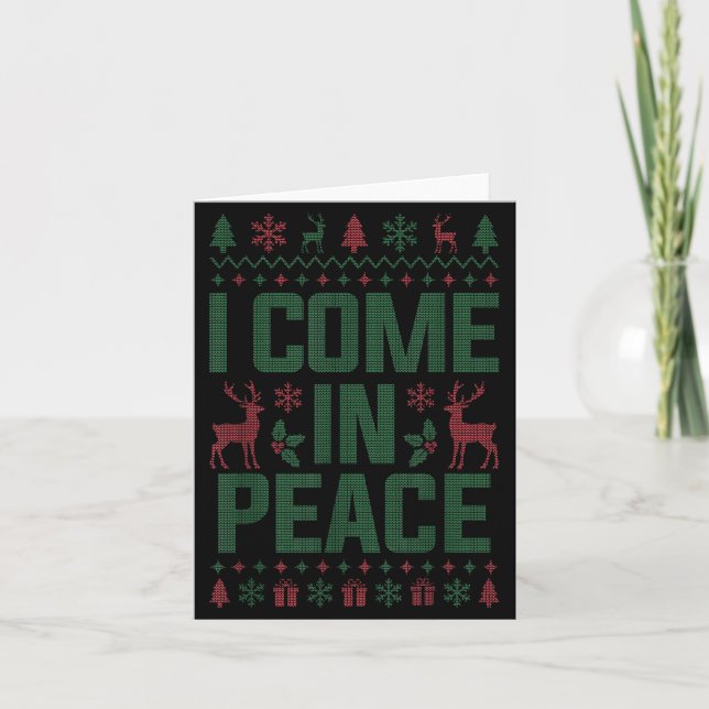 Tarjeta I Come In Peace Couple Matching Ugly Christmas Swe (Anverso)