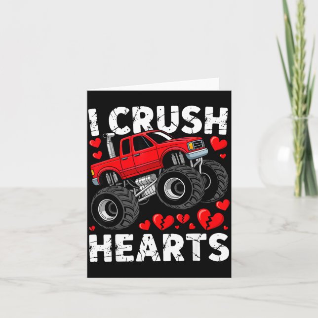 Tarjeta I Crush Hearts Valentine Monster Truck Boys Toddle (Anverso)