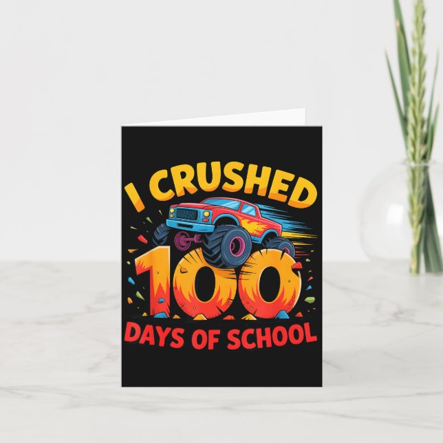 Tarjeta I Crushed 100 Days Of School Monster Truck Girls B (Anverso)
