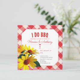 Tarjeta I DO BBQ casual vintage gingham daisies rehearsal
