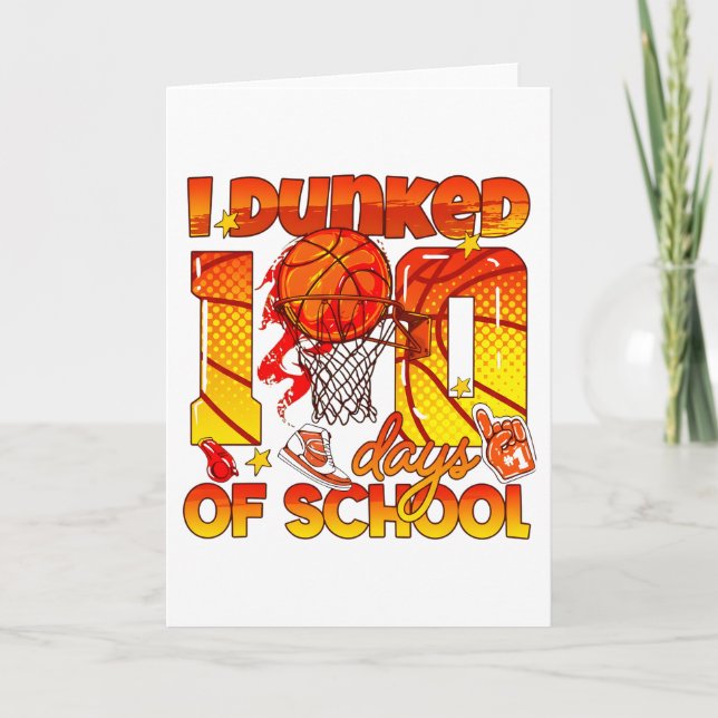 Tarjeta I Dunked 100 Days Of School Sports School Mileston (Anverso)