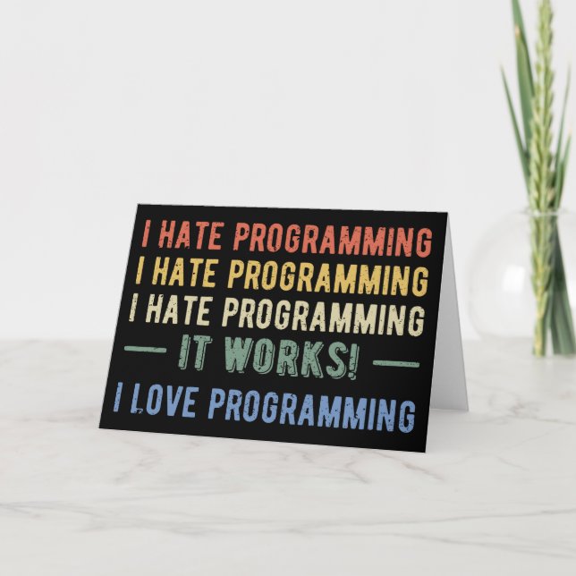 Tarjeta I Hate Programation - Divertido Programador I (Anverso)