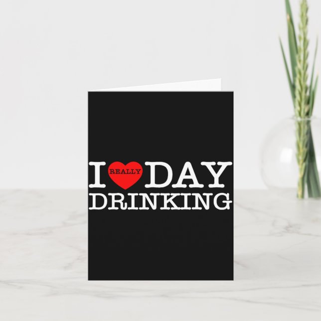 Tarjeta I Heart Love Day Drinking Party Funny Barbecue Fam (Anverso)