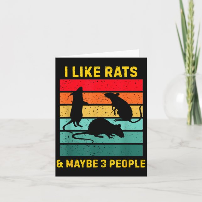 Tarjeta I Like Rats And Maybe 3 People Shirt Retro Rat Hum (Anverso)