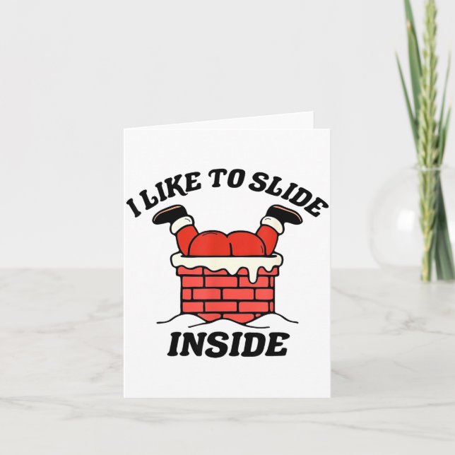 Tarjeta I Like To Slide Inside Funny Santa Couple Matching (Anverso)