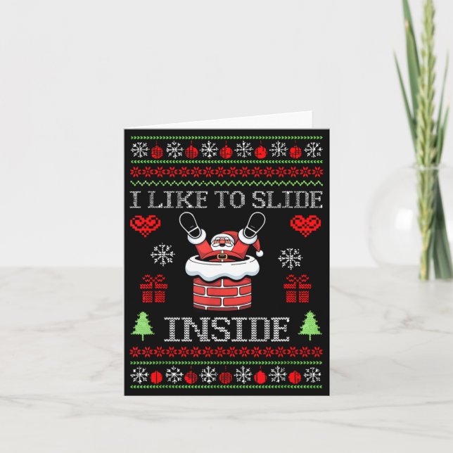 Tarjeta I Like To Slide Inside Funny Santa Couple Matching (Anverso)