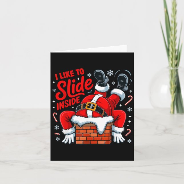 Tarjeta I Like To Slide Inside Funny Santa Couple Matching (Anverso)