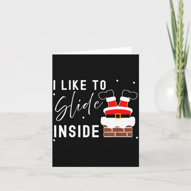 Tarjeta I Like To Slide Inside Ride On Top Xmas Couple Mat (Anverso)