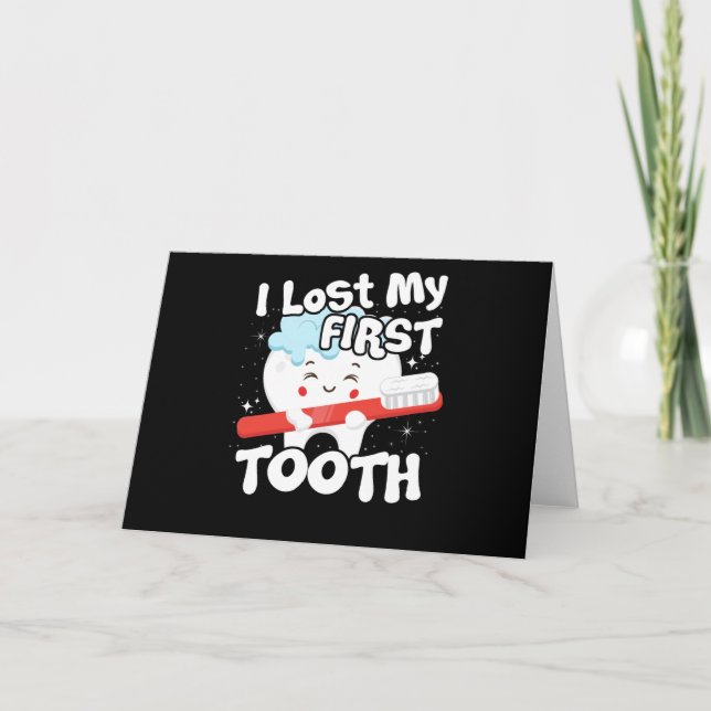 Tarjeta I Lost My First Tooth Cute Baby Tooth Out Gift (Anverso)