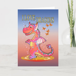 Tarjeta I Love Dragons, magical design..