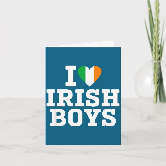 Tarjeta I Love Irish Boys Ireland Flag Heart St Patricks D (Anverso)
