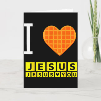 Tarjeta I Love Jesus Waffle Heart Funny Christian Breakfas