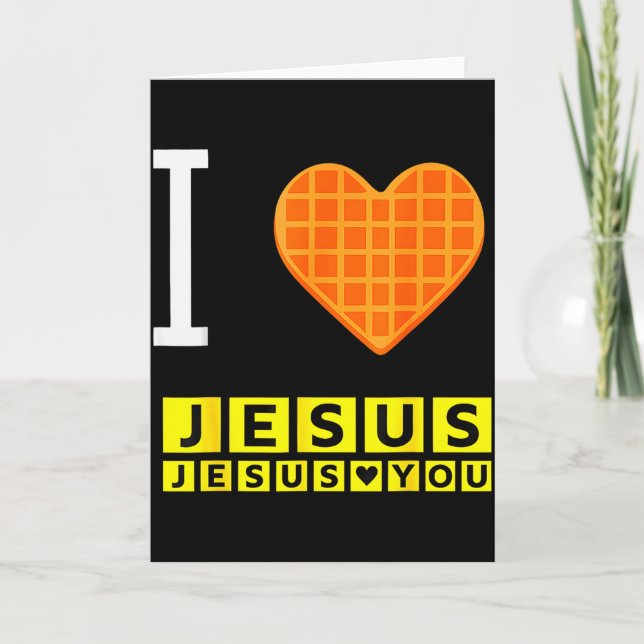 Tarjeta I Love Jesus Waffle Heart Funny Christian Breakfas (Anverso)