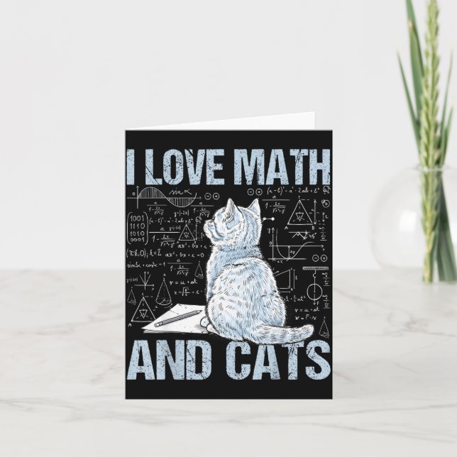 Tarjeta I Love Math And Cats Science Teacher Student Funny (Anverso)