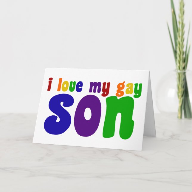 Tarjeta I Love My Gay Son Retro Rainbow Mom (Anverso)
